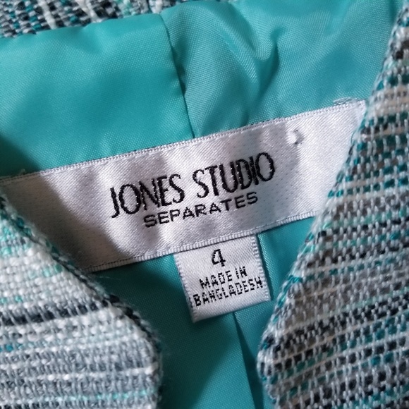 Jones Studio Tweed Blazer Teal Multi 4 - Picture 6 of 8